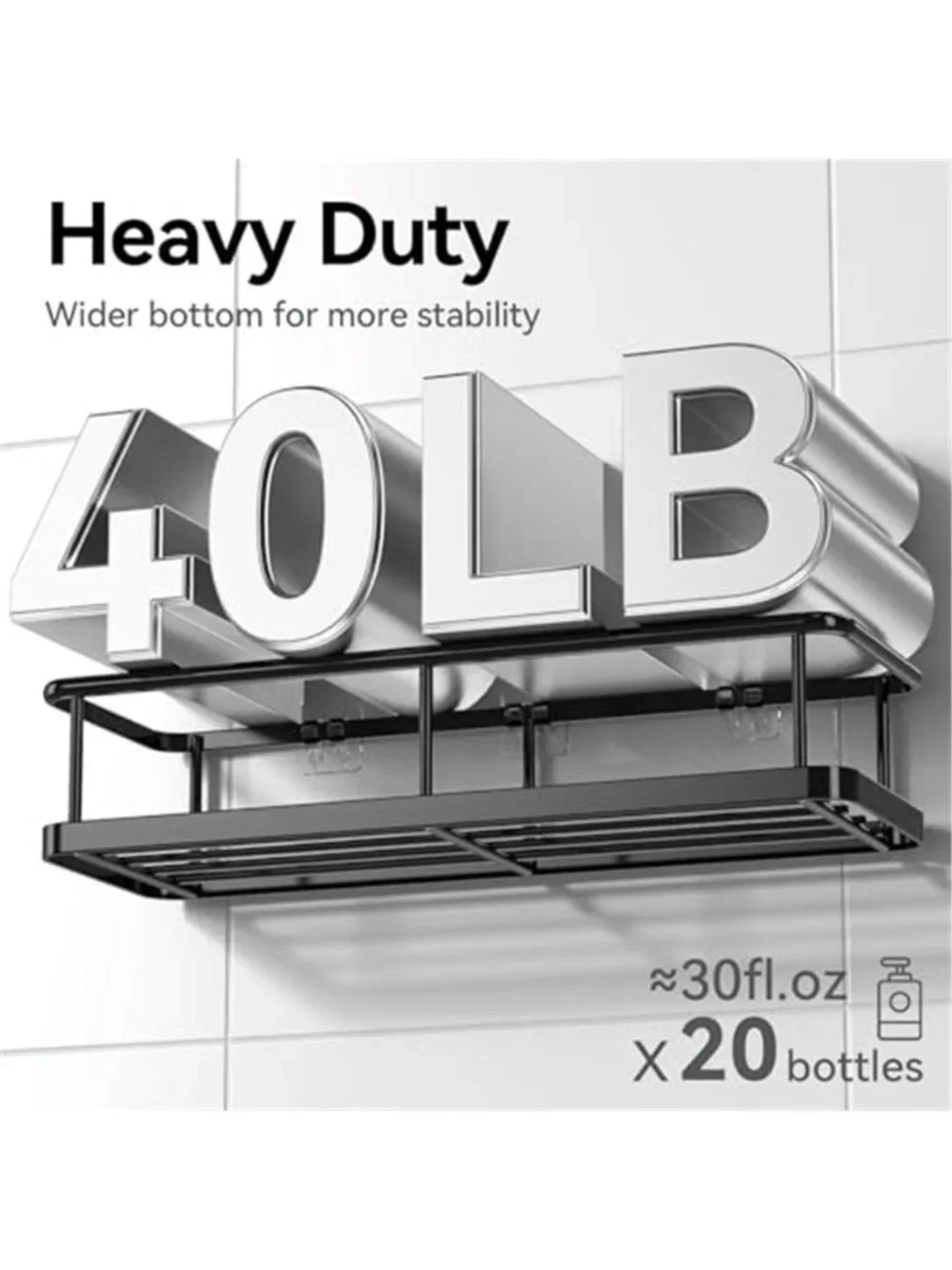 Shower Caddy Wall Mount Stainless Steel Bathroom Organizer Adhesive Shelves Set